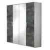 IZIA GRISE - Armoire 4 Portes Avec Penderie Et Miroir -Sominova Soldes Boutique armoire et dressing 10055227