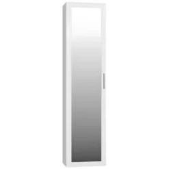 ATARA - Armoire D'entrée Avec Grand Miroir - 180x50x35 Cm - Deux étagères + Barre Penderie - Meuble D'entrée