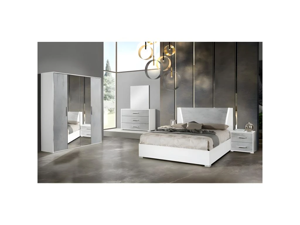 LANA - Armoire 4 Portes Avec Penderie Et Miroir 4 LANA - Armoire 4 Portes Avec Penderie Et Miroir – Image 2