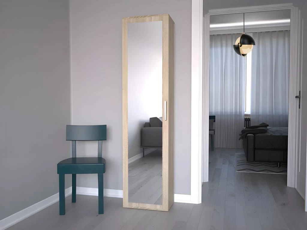 ATARA | Armoire D'entrée Avec Grand Miroir | 180x50x35 Cm | Deux étagères + Porte-cintres | Meuble D'entrée 4 ATARA | Armoire D'entrée Avec Grand Miroir | 180x50x35 Cm | Deux étagères + Porte-cintres | Meuble D'entrée – Image 2