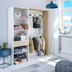 Armoire Dressing Avec étagère De 60 Cm Et 2 Penderies - DRESIO
