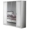 FADILY - Armoire 4 Portes Laquée Blanc Avec Sérigraphies -Sominova Soldes Boutique armoire et dressing 10058573