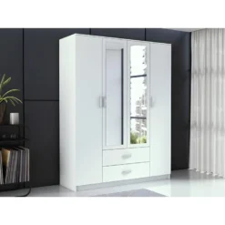 ROMA | Grande Armoire Chambre Bureau | Penderie Multifonctions | 2 Portes | 2 Miroirs | 2 Tiroirs | Meuble De Rangement | Etagères 5 ROMA | Grande Armoire Chambre Bureau | Penderie Multifonctions | 2 Portes | 2 Miroirs | 2 Tiroirs | Meuble De Rangement | Etagères -Sominova Soldes Boutique armoire et dressing 10058719