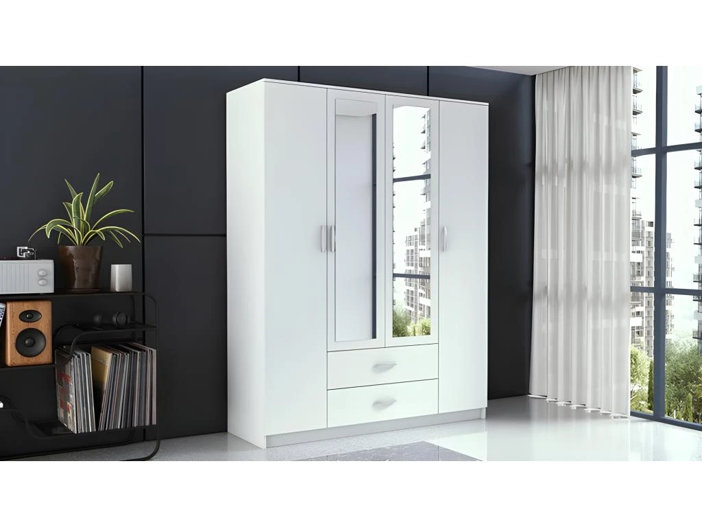 ROMA | Grande Armoire Chambre Bureau | Penderie Multifonctions | 2 Portes | 2 Miroirs | 2 Tiroirs | Meuble De Rangement | Etagères 4 ROMA | Grande Armoire Chambre Bureau | Penderie Multifonctions | 2 Portes | 2 Miroirs | 2 Tiroirs | Meuble De Rangement | Etagères – Image 2