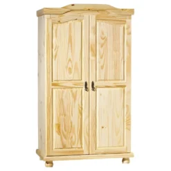 OLIVER - Armoire 2 Portes + Penderie Bois Massif Naturel