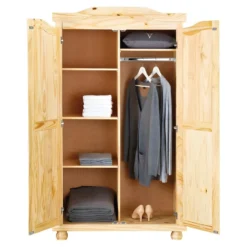 OLIVER - Armoire 2 Portes + Penderie Bois Massif Naturel -Sominova Soldes Boutique armoire et dressing 10058737