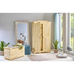 OLIVER - Armoire 2 Portes + Penderie Bois Massif Naturel -Sominova Soldes Boutique armoire et dressing 10058739