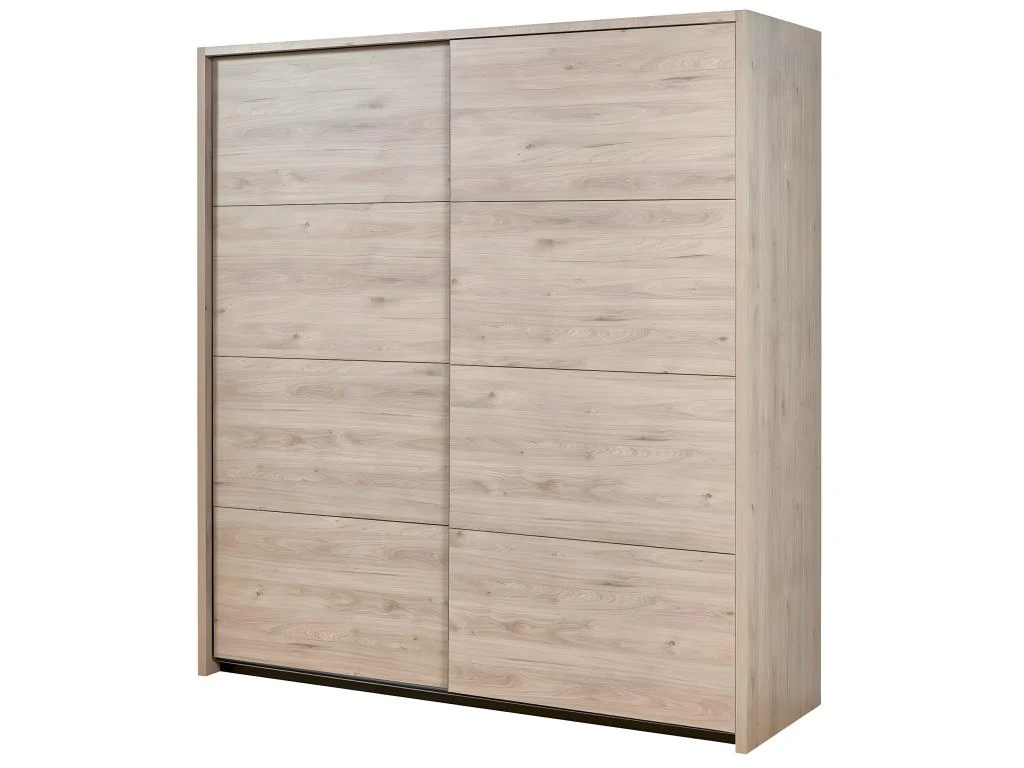 LETTY - Armoire 2 Portes Coulissantes 2m Aspect Bois Clair 3 LETTY - Armoire 2 Portes Coulissantes 2m Aspect Bois Clair