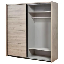 LETTY - Armoire 2 Portes Coulissantes 2m Aspect Bois Clair 9 LETTY - Armoire 2 Portes Coulissantes 2m Aspect Bois Clair -Sominova Soldes Boutique armoire et dressing 10059079