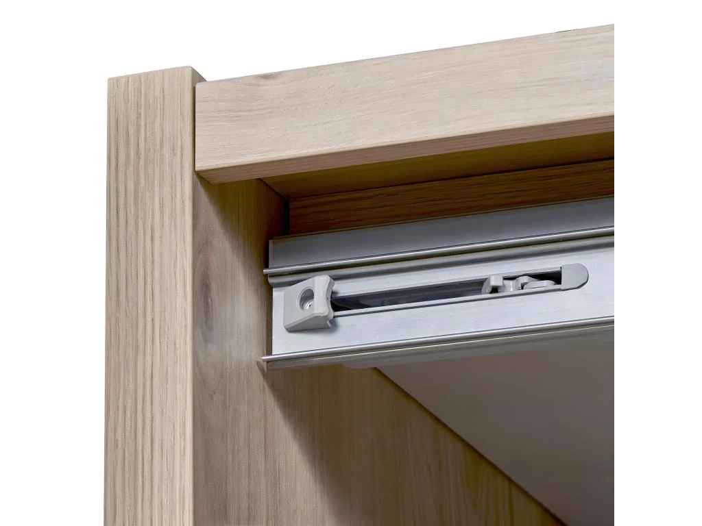 LETTY - Armoire 2 Portes Coulissantes 2m Aspect Bois Clair 6 LETTY - Armoire 2 Portes Coulissantes 2m Aspect Bois Clair – Image 4