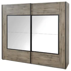 IRISA - Armoire 2 Portes Coulissantes 217cm Aspect Bois