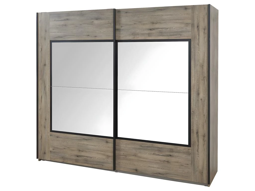 IRISA - Armoire 2 Portes Coulissantes 217cm Aspect Bois 3 IRISA - Armoire 2 Portes Coulissantes 217cm Aspect Bois