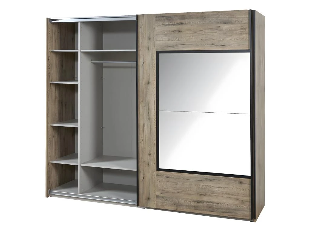 IRISA - Armoire 2 Portes Coulissantes 217cm Aspect Bois 6 IRISA - Armoire 2 Portes Coulissantes 217cm Aspect Bois – Image 4