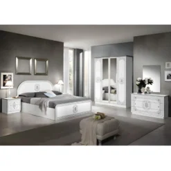 SOLAYA BLANCHE- Armoire 4 Portes Avec Miroir Central -Sominova Soldes Boutique armoire et dressing 10059375