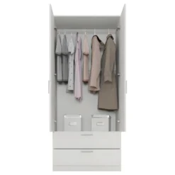Armoire Dressing 2 Portes 2 Tiroirs Blanc 8 Armoire Dressing 2 Portes 2 Tiroirs Blanc -Sominova Soldes Boutique armoire et dressing 10059387