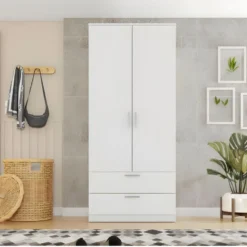 Armoire Dressing 2 Portes 2 Tiroirs Blanc 9 Armoire Dressing 2 Portes 2 Tiroirs Blanc -Sominova Soldes Boutique armoire et dressing 10059389