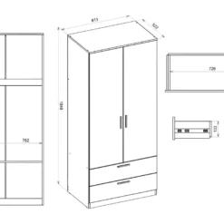 Armoire Dressing 2 Portes 2 Tiroirs Blanc 11 Armoire Dressing 2 Portes 2 Tiroirs Blanc -Sominova Soldes Boutique armoire et dressing 10059393