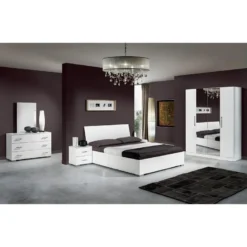 VINIA BLANCHE - Armoire 4 Portes Avec Miroir Central -Sominova Soldes Boutique armoire et dressing 10059401