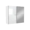 Armoire 2 Portes Coulissantes 5 Tablettes Blanc Laqué Miroir - JEIK 2 Armoire 2 Portes Coulissantes 5 Tablettes Blanc Laqué Miroir - JEIK -Sominova Soldes Boutique armoire et dressing 10059425