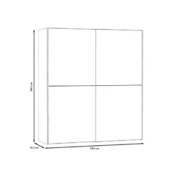 Armoire 2 Portes Coulissantes 5 Tablettes Blanc Laqué Miroir - JEIK -Sominova Soldes Boutique armoire et dressing 10059429