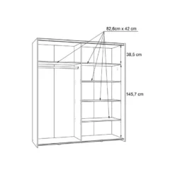 Armoire 2 Portes Coulissantes 5 Tablettes Blanc Laqué Miroir - JEIK -Sominova Soldes Boutique armoire et dressing 10059431