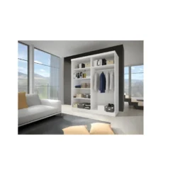 KALKE - Grande Armoire à Portes Coulissantes - Miroir - 5 étagères + Tringle - 150x61x200 Cm -Sominova Soldes Boutique armoire et dressing 10059551