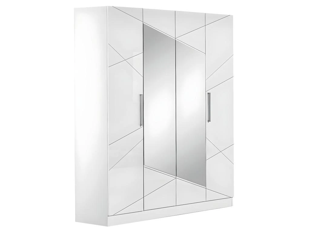 MOZAYIK BLANCHE - Armoire 4 Portes Avec Miroir Central 3 MOZAYIK BLANCHE - Armoire 4 Portes Avec Miroir Central