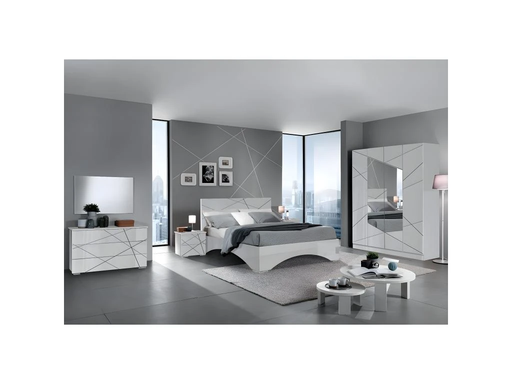 MOZAYIK BLANCHE - Armoire 4 Portes Avec Miroir Central 4 MOZAYIK BLANCHE - Armoire 4 Portes Avec Miroir Central â Image 2