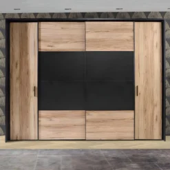 Armoire Portes Coulissantes Et Battantes Noir Et Chêne - KAMILA 8 Armoire Portes Coulissantes Et Battantes Noir Et Chêne - KAMILA -Sominova Soldes Boutique armoire et dressing 10059733