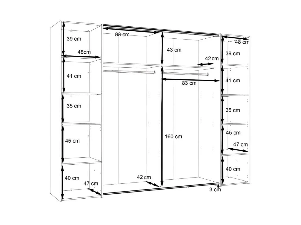 Armoire Portes Coulissantes Et Battantes Noir Et Chêne - KAMILA 7 Armoire Portes Coulissantes Et Battantes Noir Et Chêne - KAMILA – Image 5