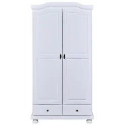 NEDER - Armoire 2 Portes Bois Massif Blanc