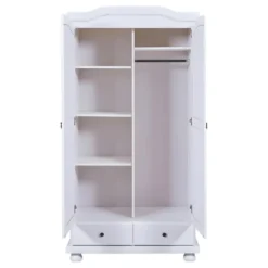 NEDER - Armoire 2 Portes Bois Massif Blanc 9 NEDER - Armoire 2 Portes Bois Massif Blanc -Sominova Soldes Boutique armoire et dressing 10060135