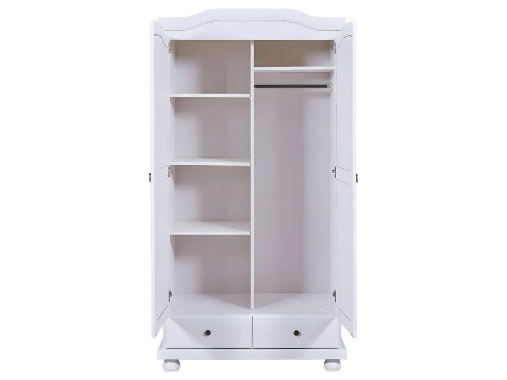 NEDER - Armoire 2 Portes Bois Massif Blanc 5 NEDER - Armoire 2 Portes Bois Massif Blanc – Image 3