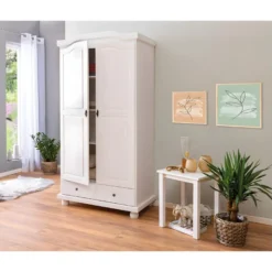 NEDER - Armoire 2 Portes Bois Massif Blanc 10 NEDER - Armoire 2 Portes Bois Massif Blanc -Sominova Soldes Boutique armoire et dressing 10060137