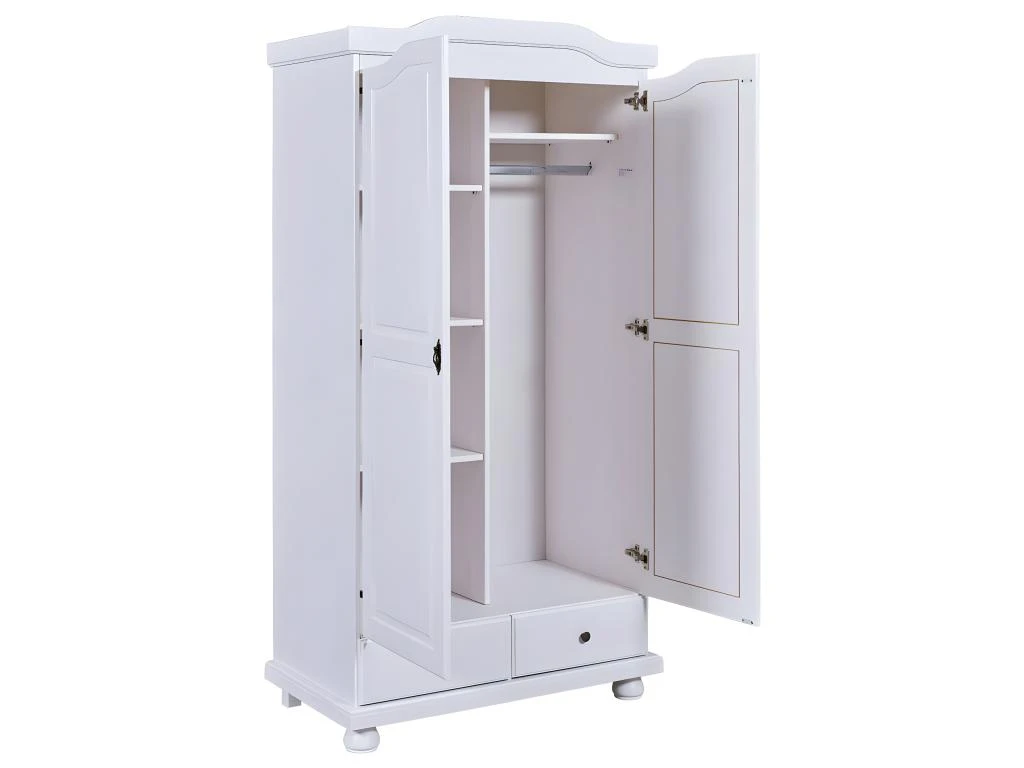 NEDER - Armoire 2 Portes Bois Massif Blanc 7 NEDER - Armoire 2 Portes Bois Massif Blanc – Image 5