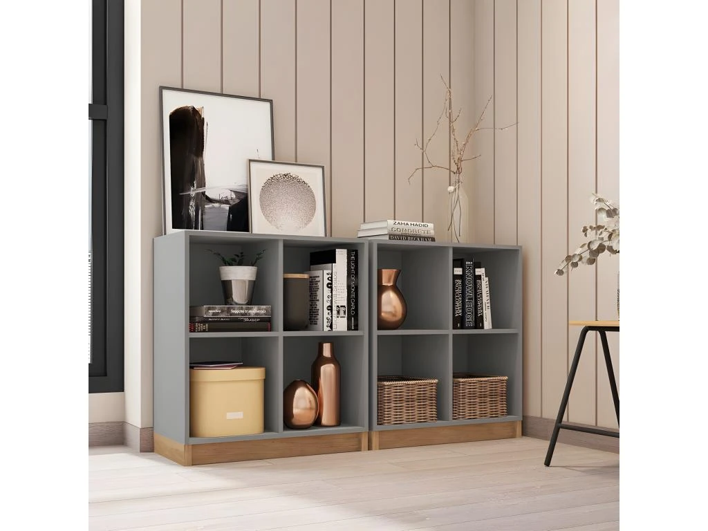 Rayonnage Bas Gris Mat Haut 76 Cm 4 Niches 4 Rayonnage Bas Gris Mat Haut 76 Cm 4 Niches â Image 2