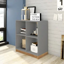 Rayonnage Bas Gris Mat Haut 76 Cm 4 Niches 10 Rayonnage Bas Gris Mat Haut 76 Cm 4 Niches -Sominova Soldes Boutique armoire et dressing 10060411