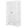 TRISTAN - Armoire 2 Portes 2 Tiroirs Bois Massif Vernis Blanc 1 TRISTAN - Armoire 2 Portes 2 Tiroirs Bois Massif Vernis Blanc -Sominova Soldes Boutique armoire et dressing 10060667