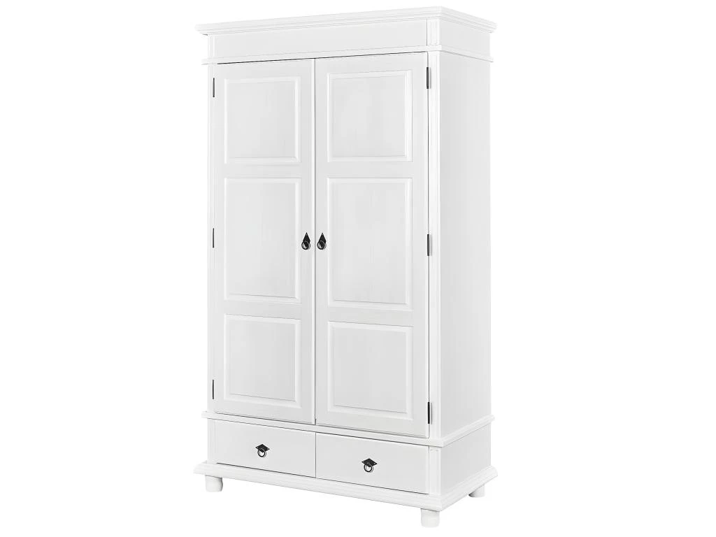 TRISTAN - Armoire 2 Portes 2 Tiroirs Bois Massif Vernis Blanc 3 TRISTAN - Armoire 2 Portes 2 Tiroirs Bois Massif Vernis Blanc
