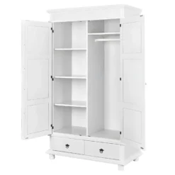 TRISTAN - Armoire 2 Portes 2 Tiroirs Bois Massif Vernis Blanc 9 TRISTAN - Armoire 2 Portes 2 Tiroirs Bois Massif Vernis Blanc -Sominova Soldes Boutique armoire et dressing 10060671