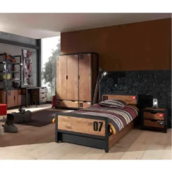 TCHAD - Armoire 3 Portes 2 Tiroirs En Pin Massif Avec Motifs 7 TCHAD - Armoire 3 Portes 2 Tiroirs En Pin Massif Avec Motifs -Sominova Soldes Boutique armoire et dressing 10451143