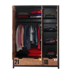 TCHAD - Armoire 3 Portes 2 Tiroirs En Pin Massif Avec Motifs 9 TCHAD - Armoire 3 Portes 2 Tiroirs En Pin Massif Avec Motifs -Sominova Soldes Boutique armoire et dressing 10451147