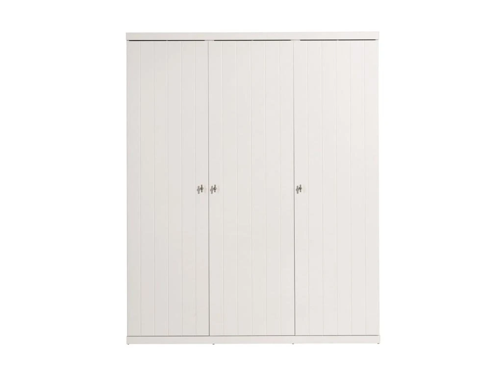 CLEO - Armoire 3 Portes Effet Lambris Blanc Laqué 3 CLEO - Armoire 3 Portes Effet Lambris Blanc Laqué