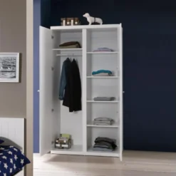 CLEO - Armoire 2 Portes Effet Lambris Blanc Laqué 7 CLEO - Armoire 2 Portes Effet Lambris Blanc Laqué -Sominova Soldes Boutique armoire et dressing 10479389