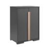 NASH DARK - Armoire Basse 2 Portes Anthracite Et Bois 2 NASH DARK - Armoire Basse 2 Portes Anthracite Et Bois -Sominova Soldes Boutique armoire et dressing 10479391