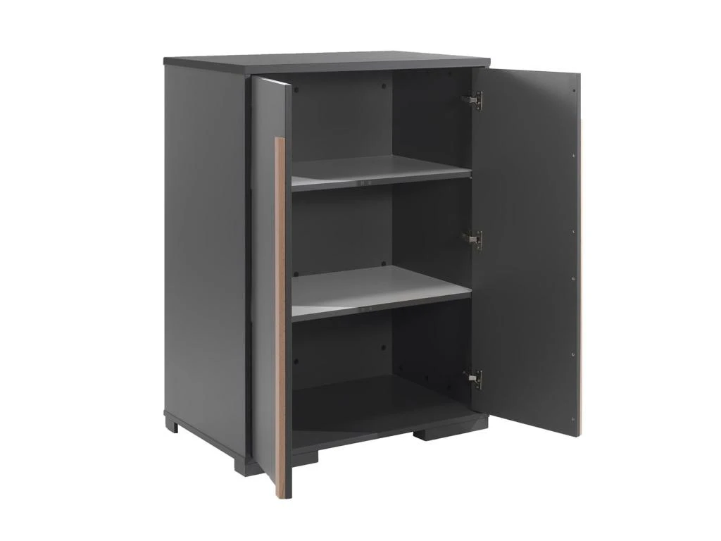 NASH DARK - Armoire Basse 2 Portes Anthracite Et Bois 5 NASH DARK - Armoire Basse 2 Portes Anthracite Et Bois – Image 3