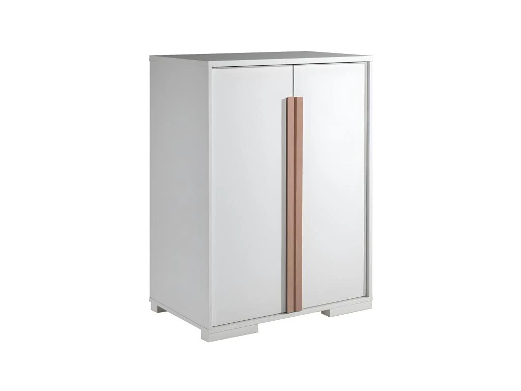 NASH WHITE - Armoire Basse 2 Portes Blanc Et Bois 3 NASH WHITE - Armoire Basse 2 Portes Blanc Et Bois