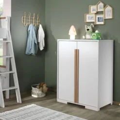 NASH WHITE - Armoire Basse 2 Portes Blanc Et Bois 7 NASH WHITE - Armoire Basse 2 Portes Blanc Et Bois -Sominova Soldes Boutique armoire et dressing 10479439