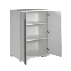 NASH WHITE - Armoire Basse 2 Portes Blanc Et Bois 8 NASH WHITE - Armoire Basse 2 Portes Blanc Et Bois -Sominova Soldes Boutique armoire et dressing 10479441