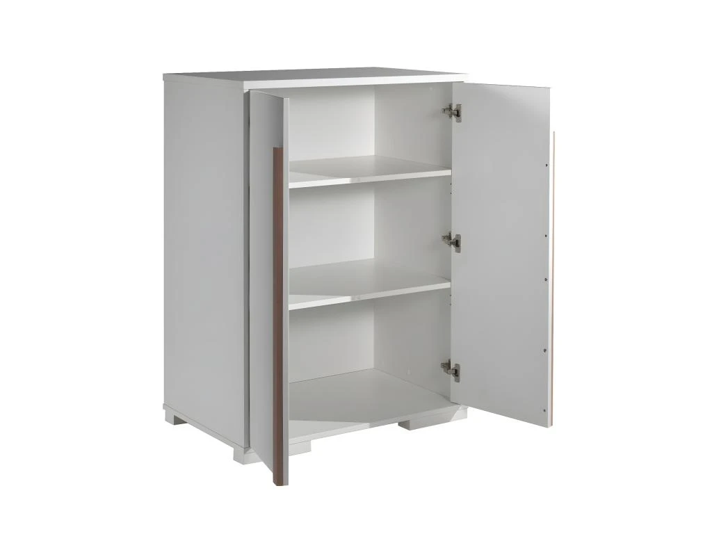 NASH WHITE - Armoire Basse 2 Portes Blanc Et Bois 5 NASH WHITE - Armoire Basse 2 Portes Blanc Et Bois – Image 3